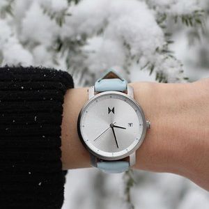 MVMT Silver and Arctic Leather 38mm watch
